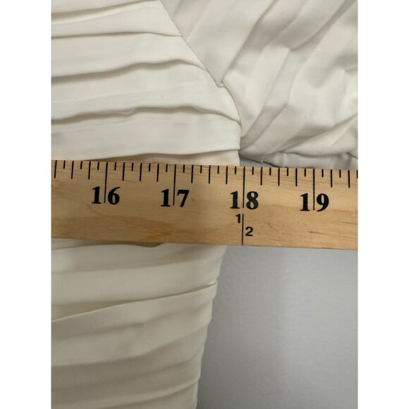 Kourt Anastasia Pleated Elevated Smocked Back Elegant Chic Blouse White Medium - Picture 6 of 8